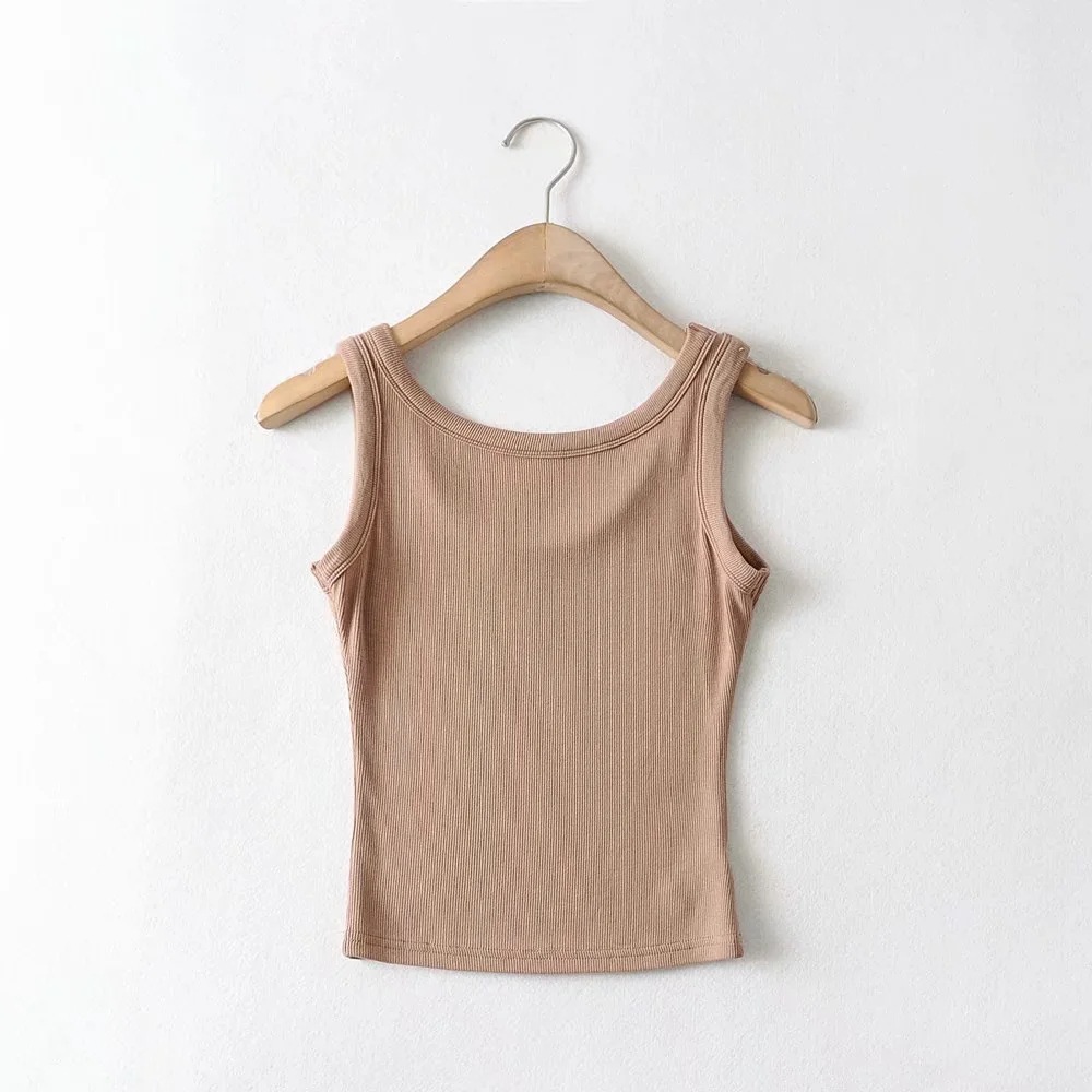 sleeveless spring and summer new big round neck suspender top NSHS52082