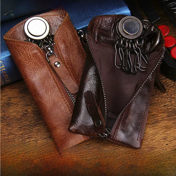Black Angel Factory Supply Genuine Leather Car Key Bag Fashionable Casual Small Key Bag Cowhide Home Keychain
