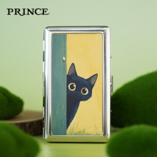 prince王子真皮烟盒高档便携彩绘躲猫猫可装粗中细创意个性送礼