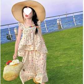 R7Q女童新款夏季套装2025中大童女孩小清新甜美女童夏装两件套休
