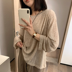 25早春の新型女性の怠惰な風の麻点のゆったりした快適な丸首の長袖の底のシャツのtシャツjby275158