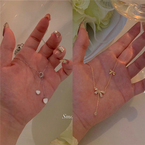 Sweet ~ Love necklace for women, high-end sense, ins trendy niche design, light luxury bestie bow, clavicle chain necklace for women