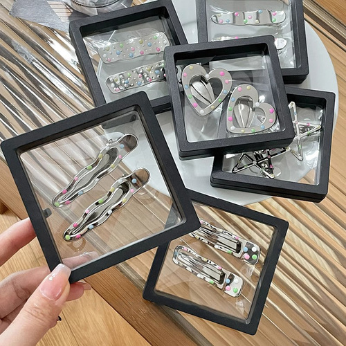 Colorful wave drip oil silver metal hair clip for women side clip water drop hair accessory fringe clip sweet cool style