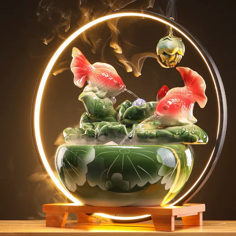 流水招财循环水摆件创意玄关送礼家居喷泉客厅加湿办公室开业礼品