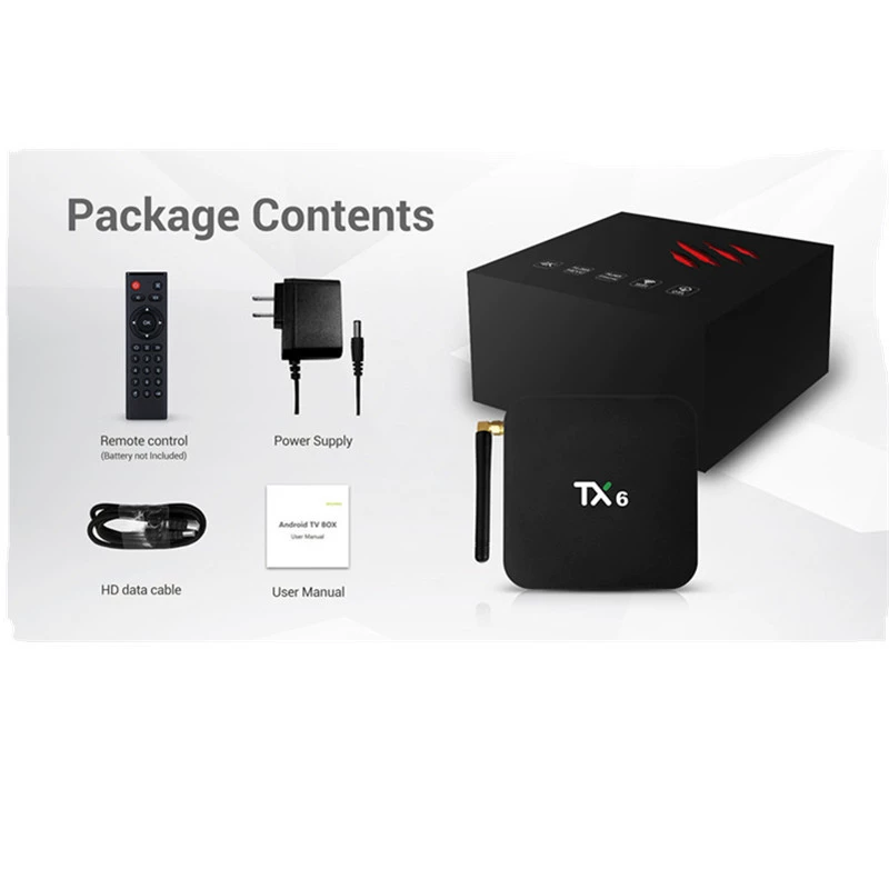 Набор TX6 - топ-бокс Куаньчжи H616 Android 9.0 4ГБ/32ГБ двухчастотный WiFi 4K сетевой плеер