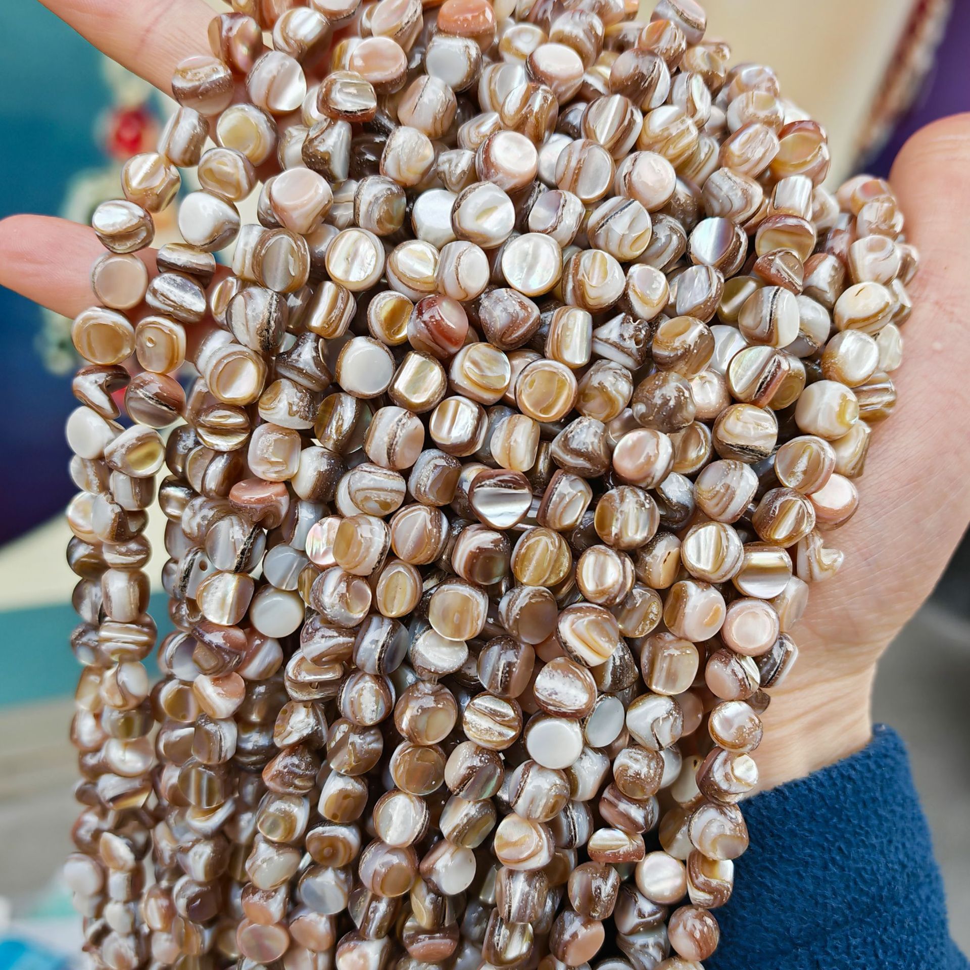 Tendón de res natural concha de agua dulce cuentas redondas cuentas de ábaco cuentas de arroz cuentas con cuentas cilíndricas cuentas sueltas conchas de bricolaje semiacabadas