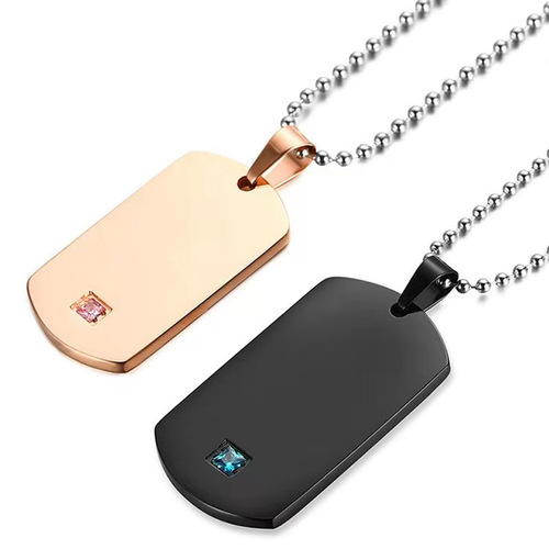 European and American-style trendy, personalized military tag necklace with engraved 