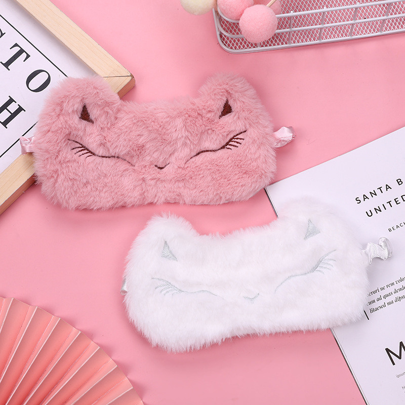 Máscara de dormir animal com peluche para bloqueio de luz_voghion.com