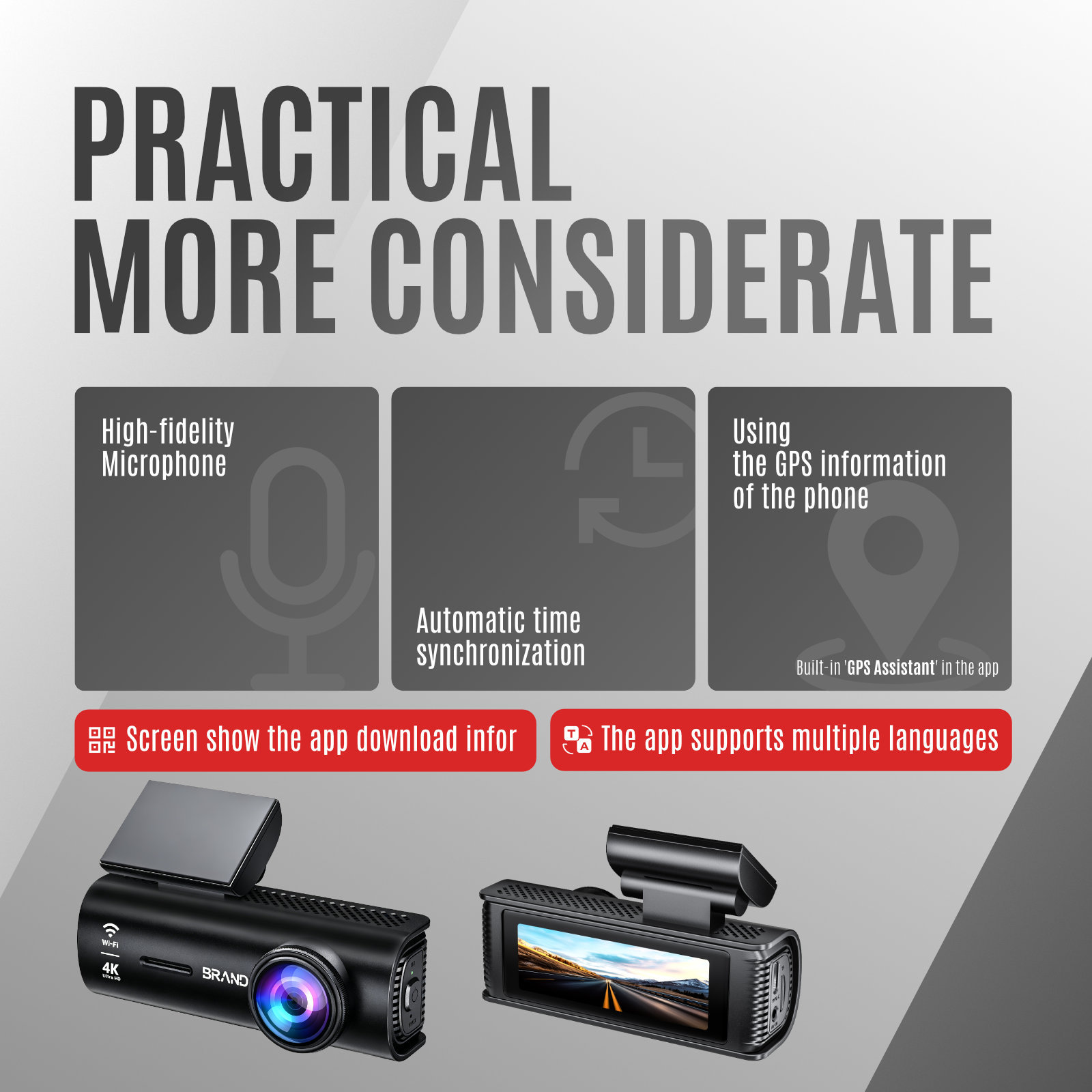 New model dashcam, exclusively for Amazon and Mercado, featuring 4K high-definition front and rear recording, GPS, and high-definition factory quality
