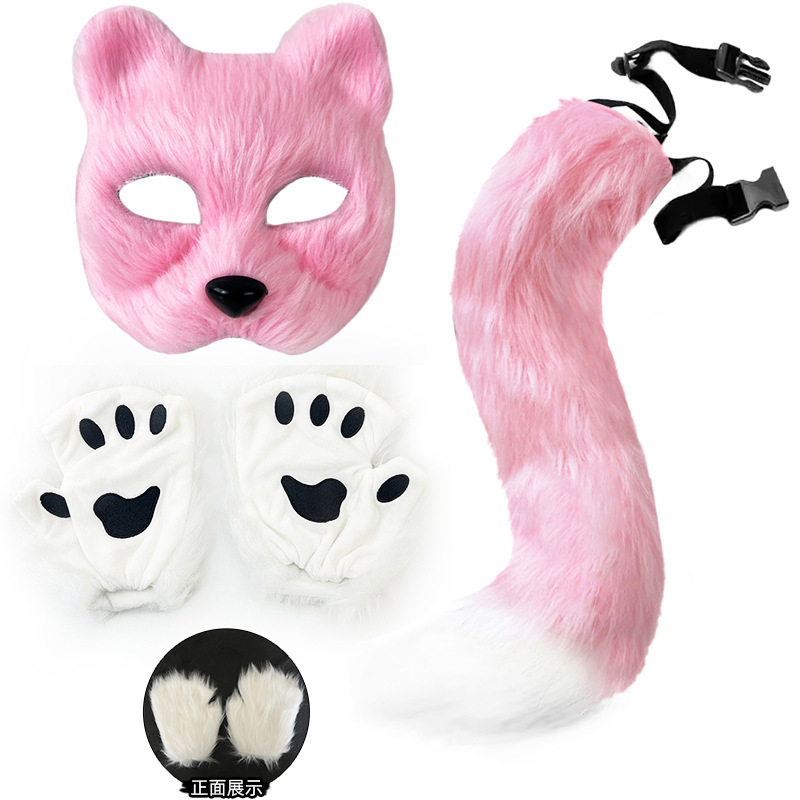 熊掌兽爪猫爪手套半指cosplay漫展道具可爱长毛绒万圣节手套欧美|undefined