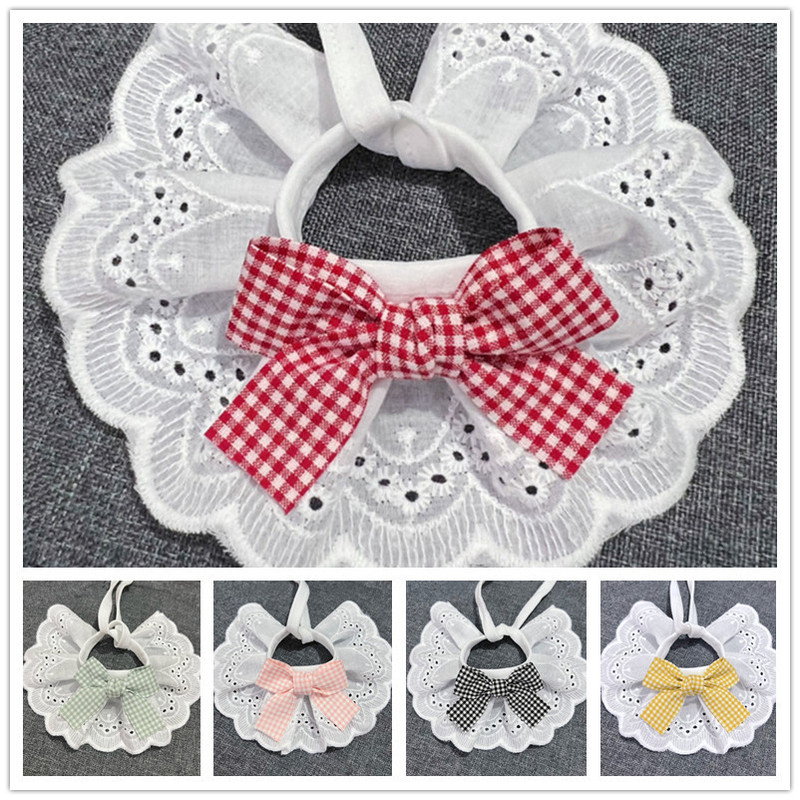 Cute Bib Collar Cat Dog Slip Towel Teddy Bib Round Neck Scarf Sweet Lace Bib