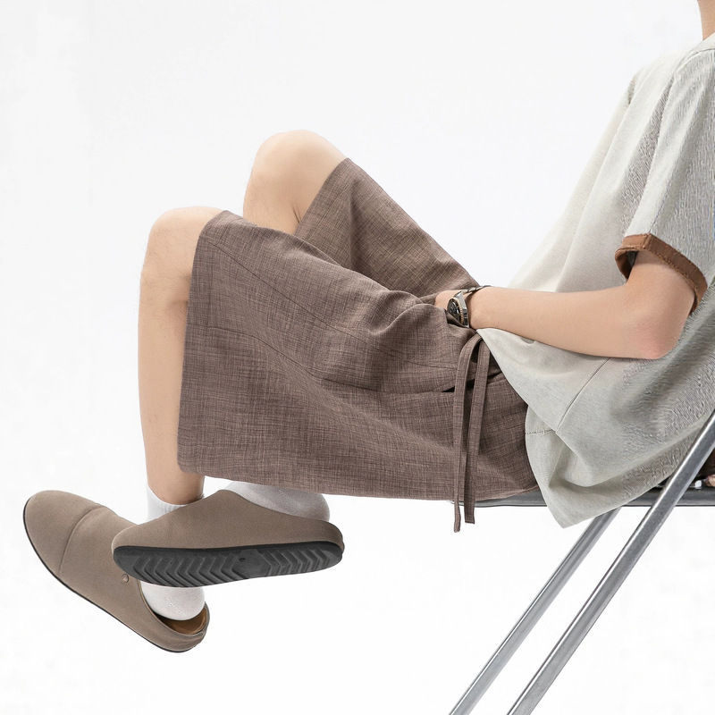 Coffee-Colored Diagonal-Cut Faux Linen Casual Shorts for Men, Summer Thin Breathable Outerwear, Five-Point Cotton-Linen Pants, Loose Mid-Length Pants Coffee-Colored Diagonal-Cut Faux Linen Casual Shorts for Men, Summer Thin Breathable Outerwear, Five-Point Cotton-Linen Pants, Loose Mid-Length Pants