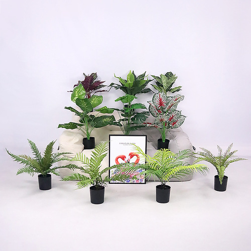 Desktop Bonsai Living Room Decor Floor-Standing Plastic Artificial Flower Arrangement, Lifelike Plant with Miniature Monstera Design, Small Potted Faux Greenery