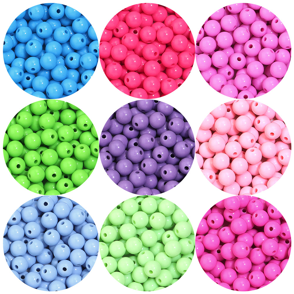 Cuentas redondas acrílicas de color sólido para Navidad, cuentas redondas de color sólido para joyería hecha a mano, accesorios de bricolaje, cuentas redondas de color sólido, cuentas sueltas.