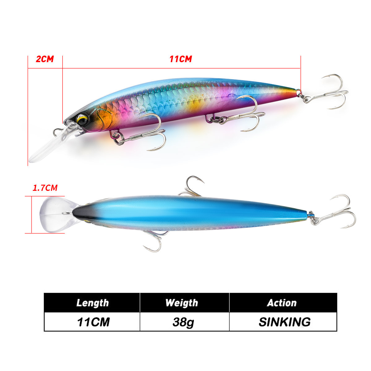 Pesca en el mar Big Minor 11cm38g barco sumergido pesca de proyección lejana láser tridimensional carretera sub-cebo sumergido en aguas profundas Minor transfronterizo