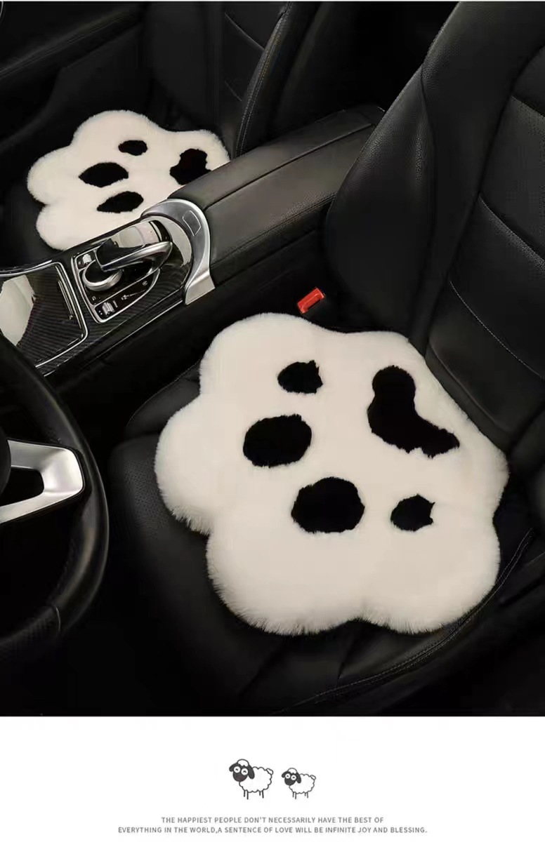 Car Seat Cushion Winter Plush Single Piece Ins Trendy Cat Paw Goddess Style Cute Warm Driver's Seat Cushion