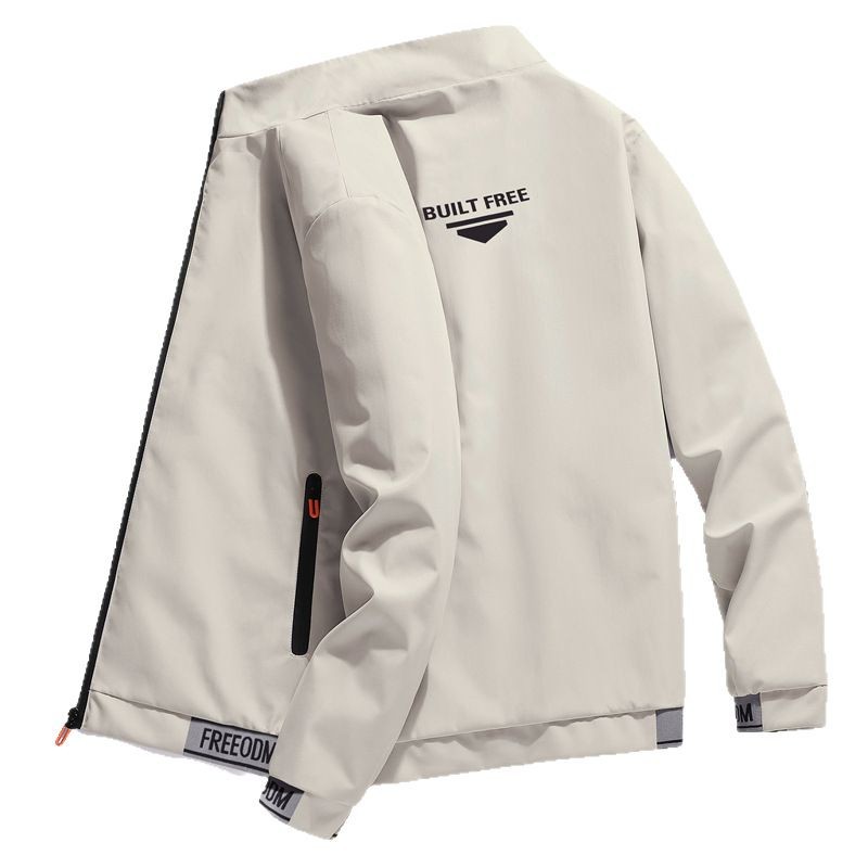 Monochrome Man- 26 New Workwear Stand Collar Baseball Men's Trendy Simple Jacket Spring And Autumn Cross-Border Two-Piece_voghion.com