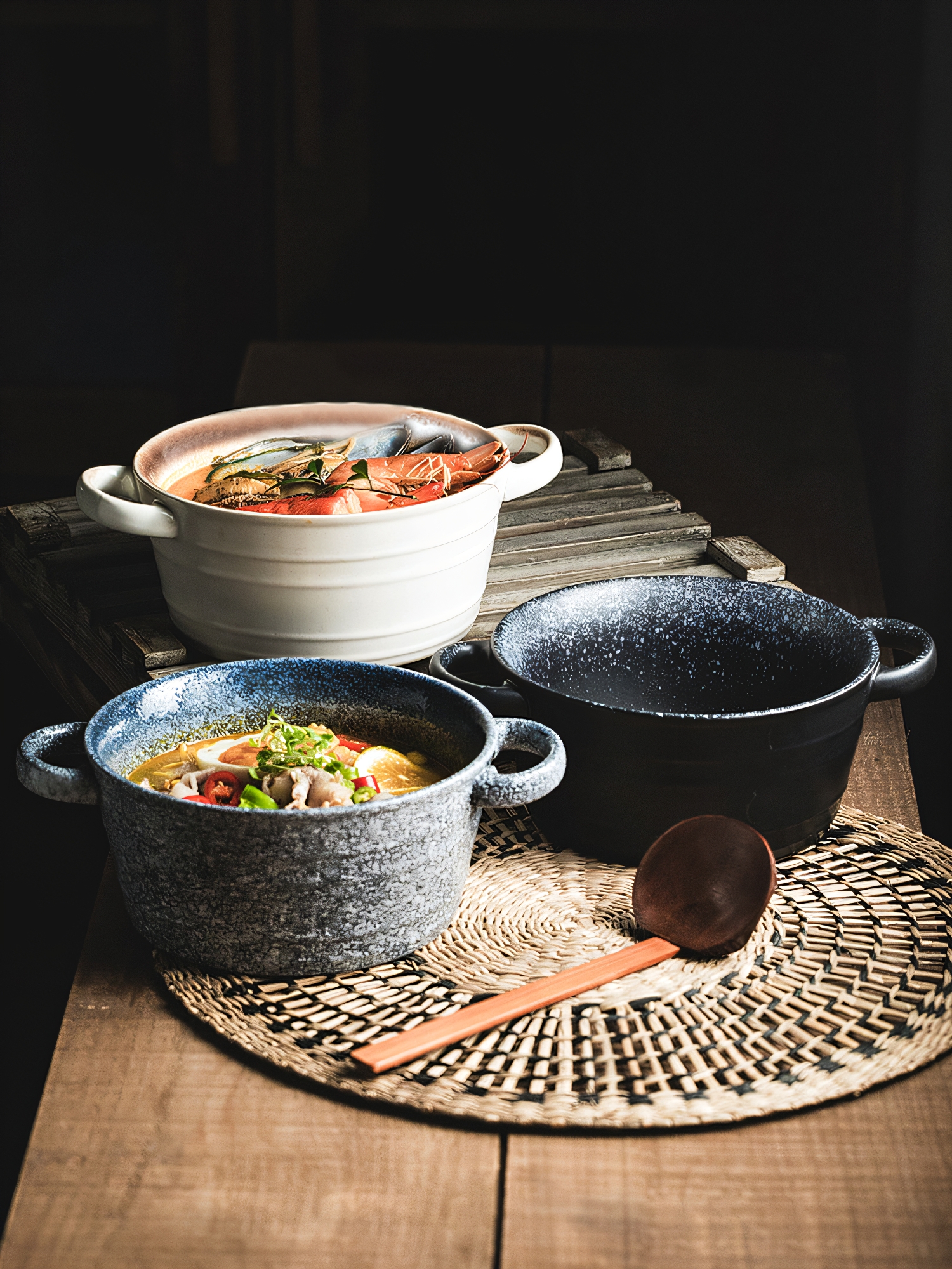 Double-Eared Soup Bowl, Large Soup Pot, Ceramic Household Soup Basin, Instant Noodle Bowl, Tableware, Japanese-Style Large Noodle Bowl, High-End Soup Noodle Bowl