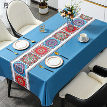 沐硕桌布免洗防水防油新款中式复古餐桌桌垫长方形茶几台布轻奢感