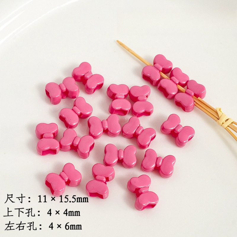 高荷クリーム色焼き漆ちょう結び四通ピアスビーズdiy携帯電話チェーンキーホルダー材料アクセサリー部品|undefined
