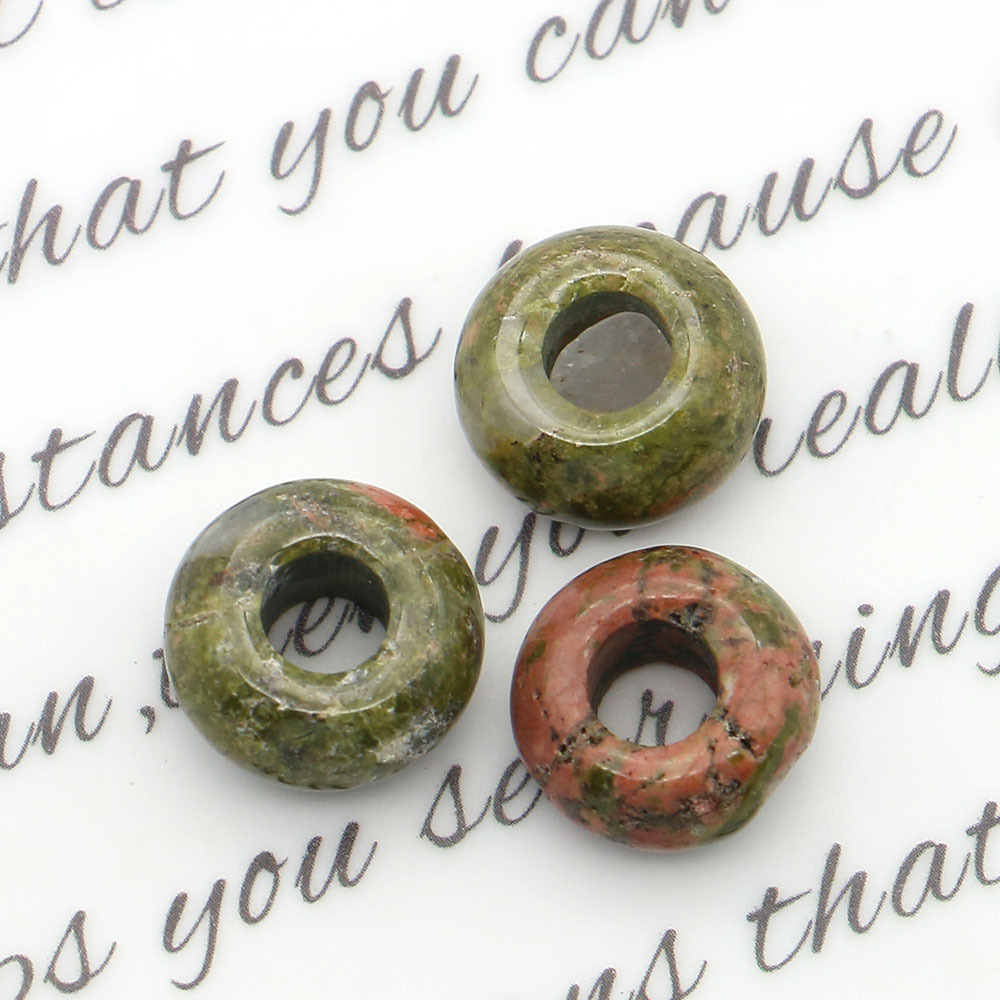 Pequeño anillo de piedra natural botón de seguridad de cristal DIY cuerdas de trenzado cuentas de pulsera collar accesorios colgante