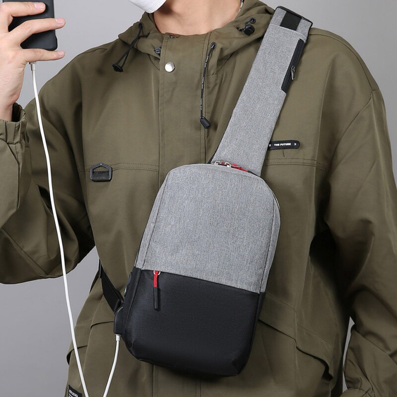 Crossbody Bag, Men's Chest Bag, Functional Shoulder Bag, Women's Trendy Brand Shoulder Bag, New Sports Backpack, Waist Bag with Headphone Hole