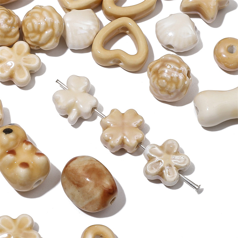 Ceramic Autumn And Winter Milk Tea Color Beads Bear Scattered Beads Handmade Diy Bracelet Necklace Accessories Cartoon Factory Wholesale display picture 5