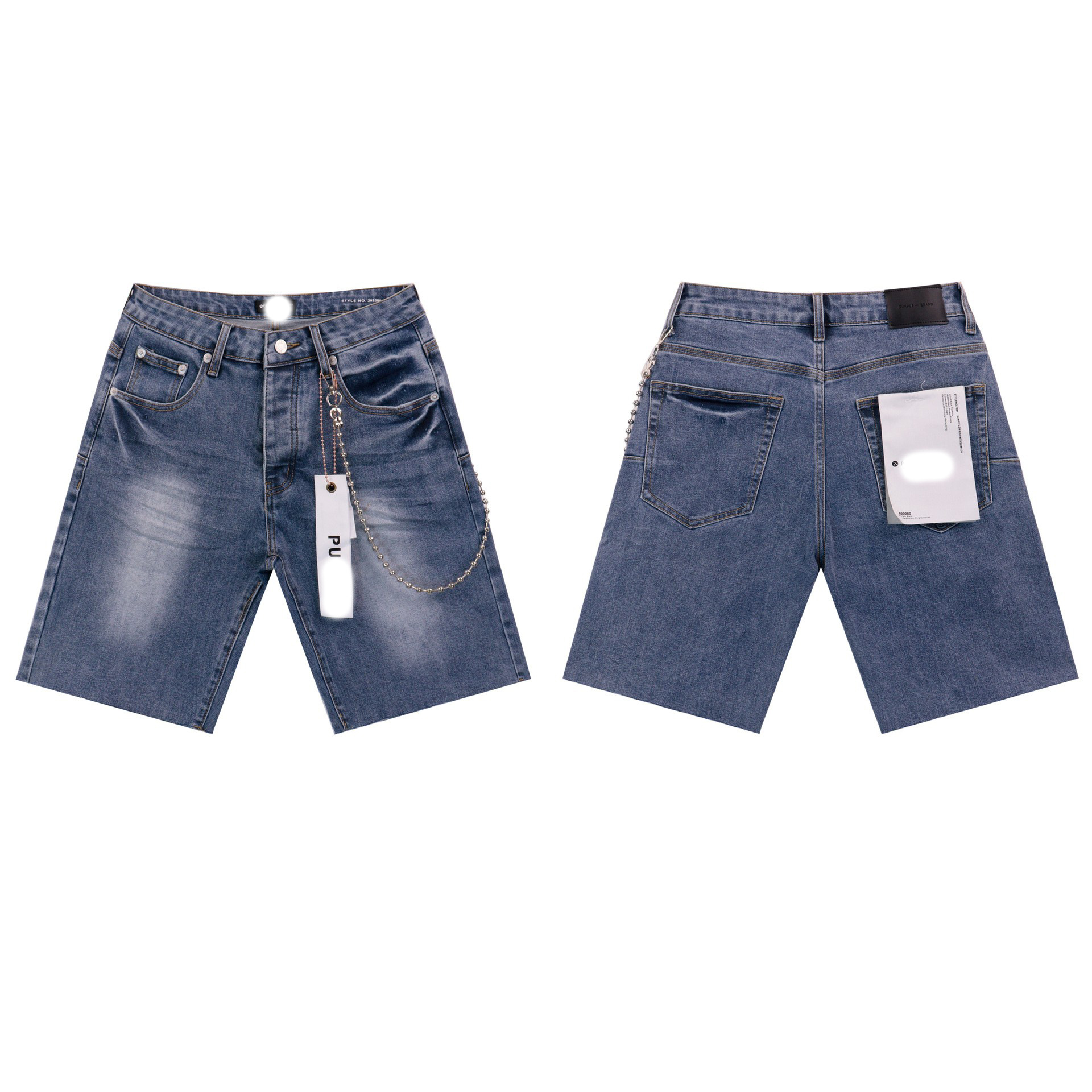 Marca de moda transfronteriza JB purple verano rectas vaqueros lavados de agua para hacer viejos agujeros vaqueros de hombre pantalones cortos de caño purple