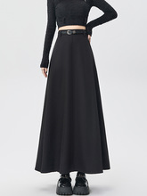 高级感百褶西装半身裙女秋季2025新款高腰显垂坠感a字伞裙长裙