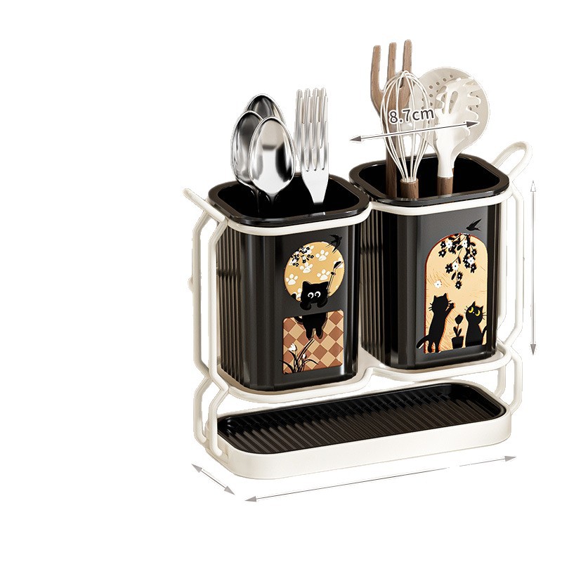 soporte de cuchillos de cocina estante de almacenamiento de objetos estante de drenaje multifuncional de ventilación de mesa anti-corrosión herramienta de barril de cuchillo integrada image 6
