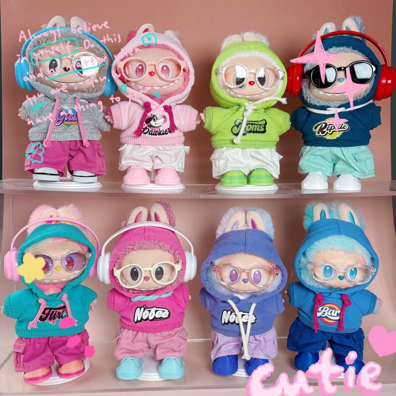 Labubu Doll Hoodie Outfit Trendy Brand Clothing for 17cm Labubu Blind Box Doll Dress-Up