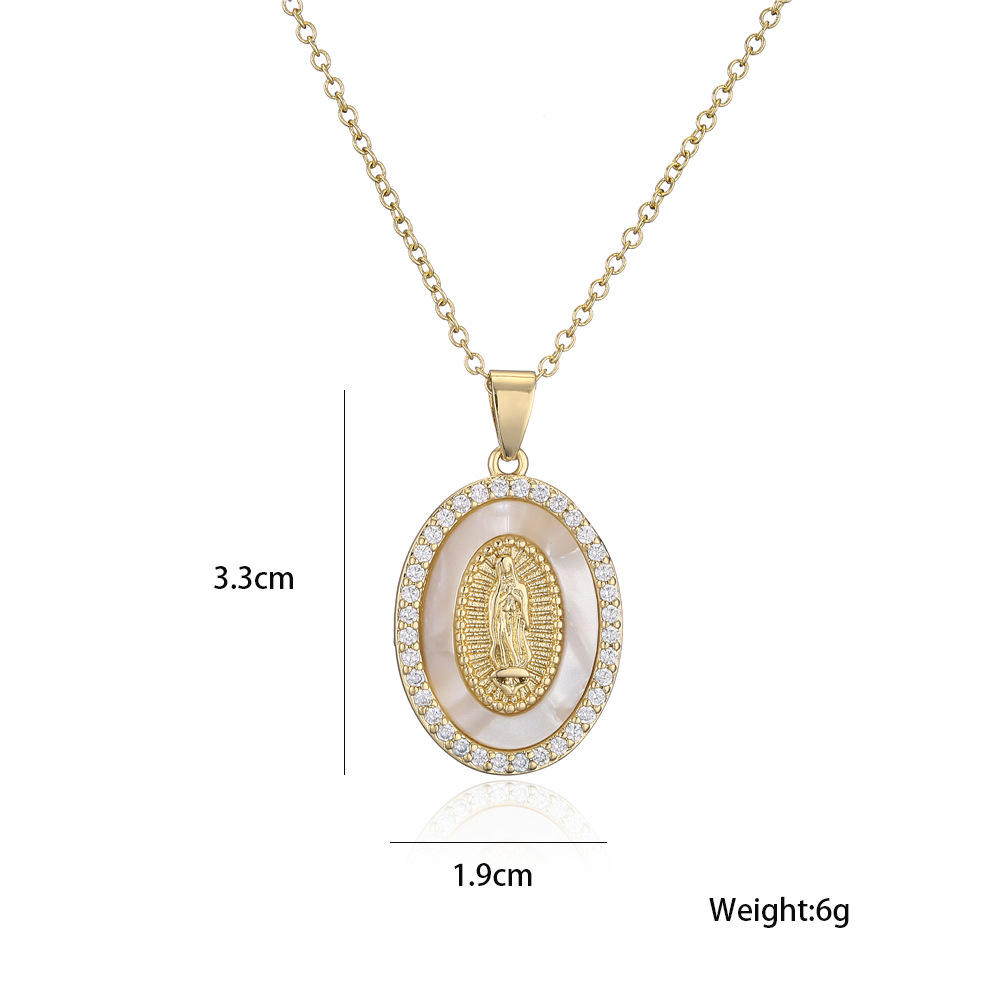 classic religious jewelry copper plated 18K gold zircon Virgin Mary pendant necklace femalepicture2
