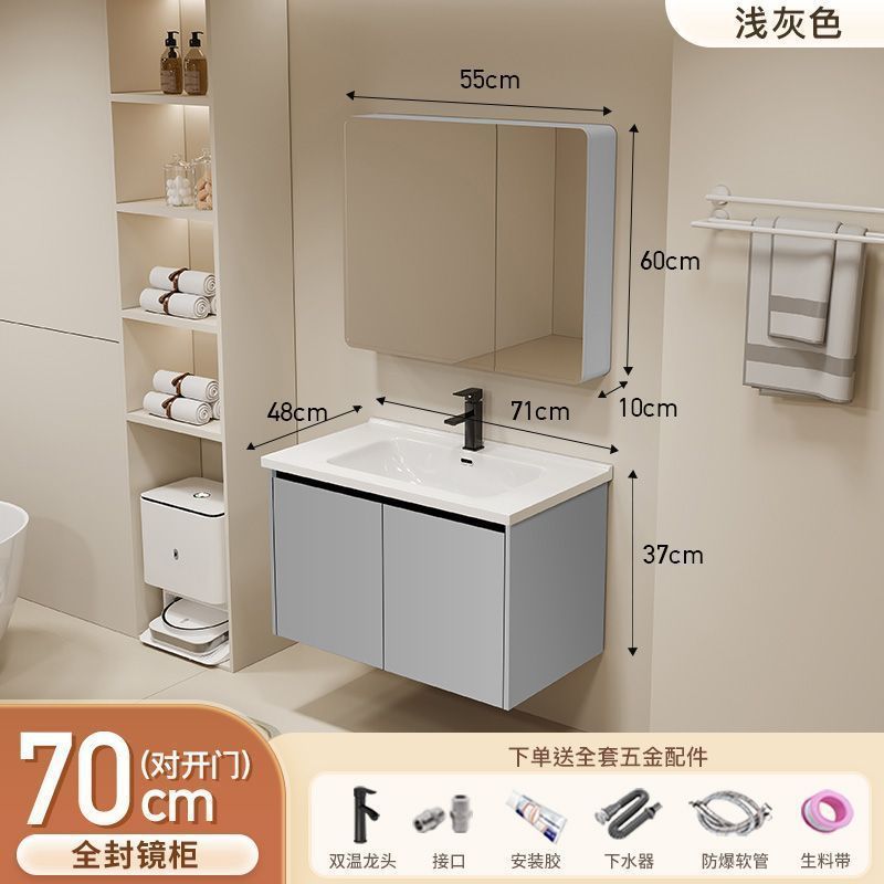 Gabinete de baño de aluminio inteligente espacial grueso combinación lavabo lavabo en cerámica lavabo fábrica de inodoro al por mayor