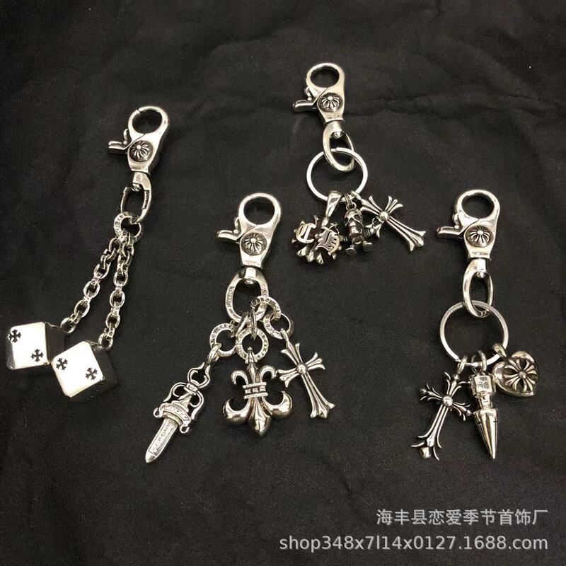 Crow bag zipper keychain accessories dice skull pendant Buckle Head spring lobster head lock s925 logo