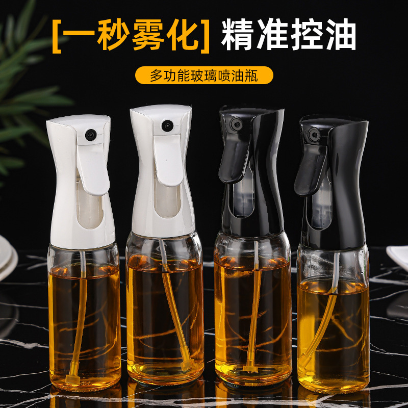 Botella de aceite de vidrio de pulverización, botella de aceite de barbacoa, botella de condimentos transparente, botella de aceite de oliva de cocina, botella de pulverización de aceite, botella de pulverización de aceite