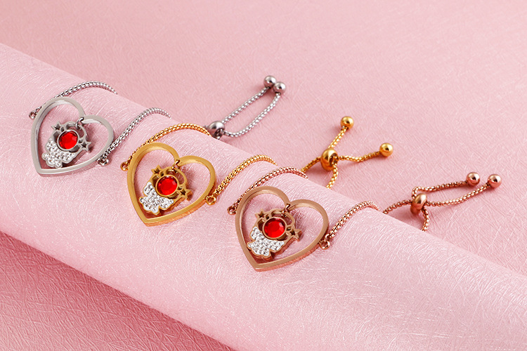 Fashion Style Trend Diamond-studded Titanium Steel Bracelet Exquisite Heart-shaped