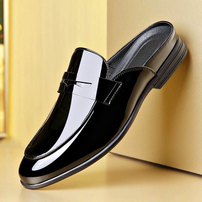 Новые Летние кожаные полутапочки на плоской подошве с закрытым носком, мужская деловая Повседневная Яркая кожаная обувь, официальная Мужская обувь с острым носком