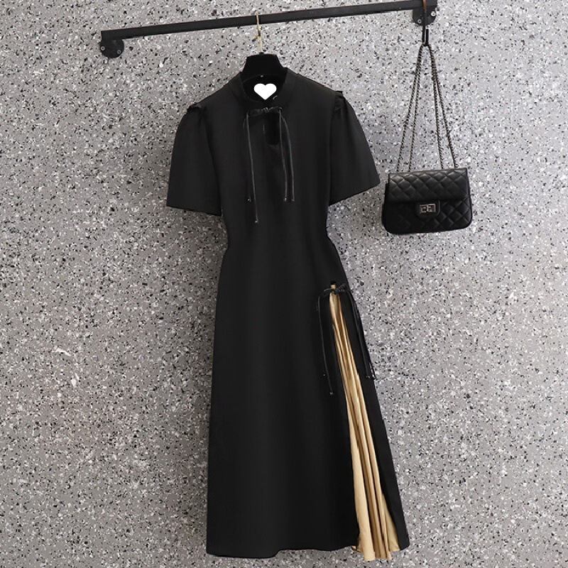 Versatile 2023 Summer Factory Design with a Slimming Waist and Contrasting Colors, Large Stock of Qipao Dresses