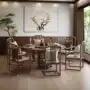 北美内嵌实木家用圆餐桌
