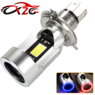 Cross-border F4 motorcycle lights COB with aperture LED headlights H4 far and near integrated built-in double claw BA20D