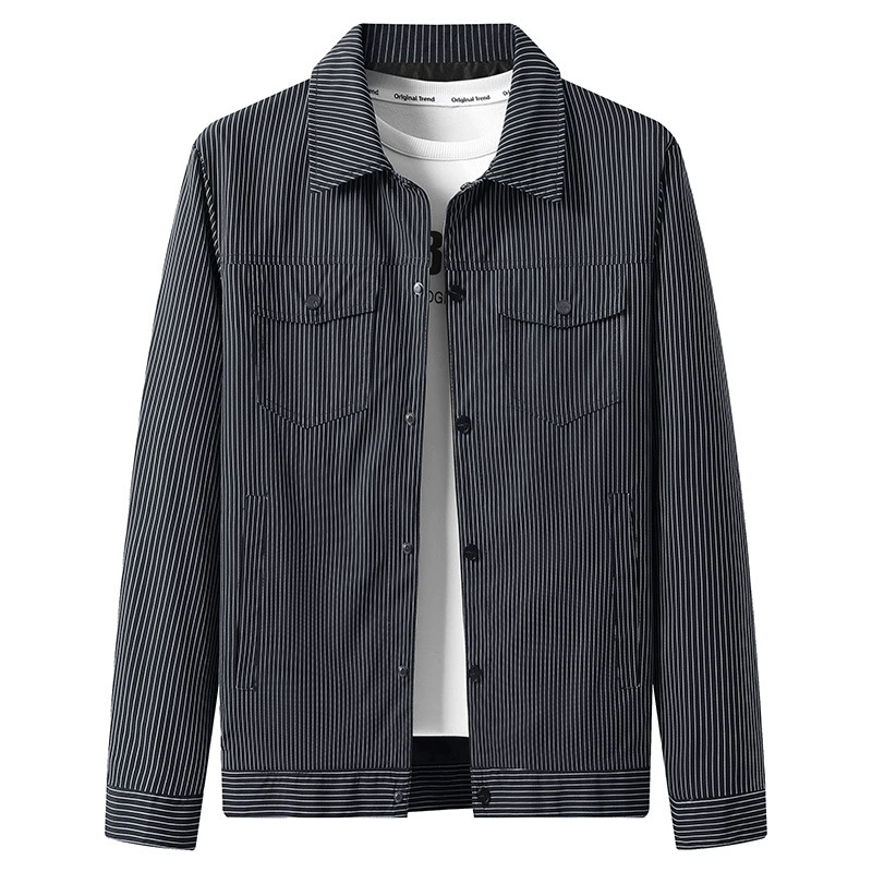 Весна и осень 2023 Мужская куртка Тонкий Топ Деловая Повседневная приталенная куртка в полоску для людей среднего возраста и молодежи Модная