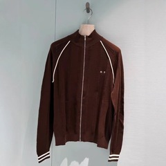 南油高定miu系25早秋新款学院风字母提花拉链针织衫立领长袖外套