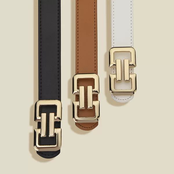 Cross-Border New Fashion Women's Belt Alloy Plate Buckle Multi-Color Versatile Belt Thin Belt Trouser Belt Supports Dropshipping and Wholesale