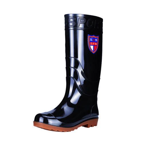 Men's Thick Cowhide Sole Water Shoes with Non-Slip and Wear-Resistant Features, Factory Safety Waterproof Rain Boots, Wholesale Rubber Slip-On Shoes