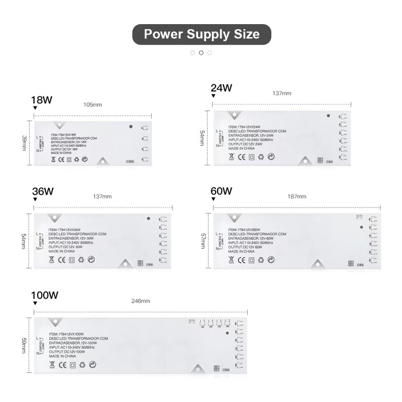 Wholesale Led Cabinet Light Power Supply 12V Wardrobe Light Strip Wide Voltage Transformer Light Strip Constant Voltage 12V24V Power Supply
