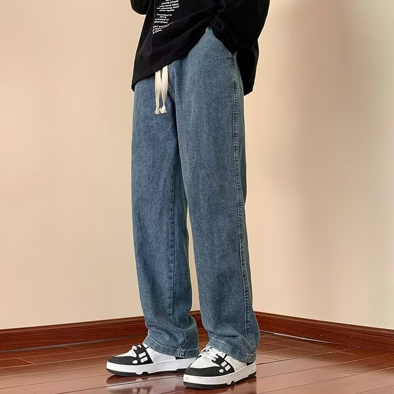 Pantalones ins temperamento masculino tendencia simple juventud popular primavera y otoño jeans nuevo estilo cintura media marea literatura perezosa