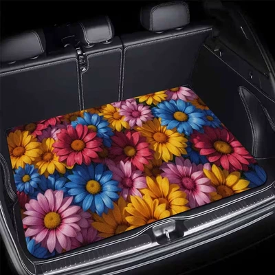 Cross-border best-selling fresh floral car trunk mat, interior decoration mat, dirt-resistant, easy to clean, dust-proof mat (Avtomobil döşəmə paspasları) - 425de-floral-car-floor-mat-1-75100cmcrystal-velvet-with-dot-plastic-backing