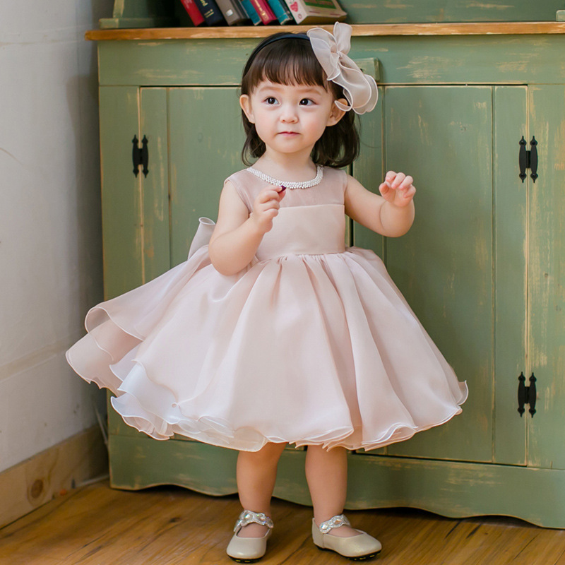Children's Dress One-Year Birthday Baby Princess Dress Poncho Yarn Flower Girl's Wedding Dress Girl's Little Host Evening Dress