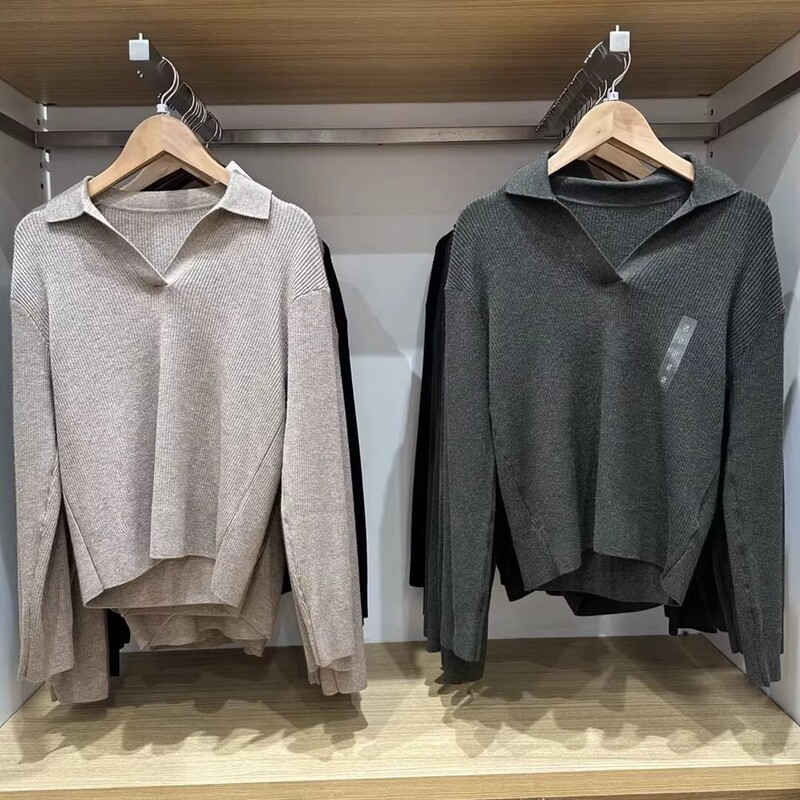 Japanese Order 2025 Autumn and Winter New Women's Casual Lapel Knitwear Ribbed Knitted Half Open Collar Knitwear Cc480414