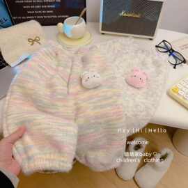 新款百搭冬季儿童秋冬洋气宝宝毛毛裤休闲可爱小仙女加绒加厚保暖